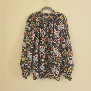 Floral Peasant Blouse, Silk